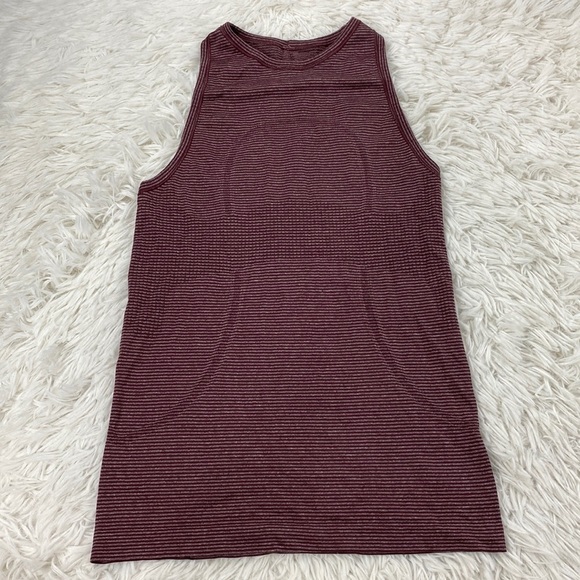 Lululemon Run: Swiftly Tech Tank Tonka Stripe Heathered Bordeaux - Picture 1 of 5